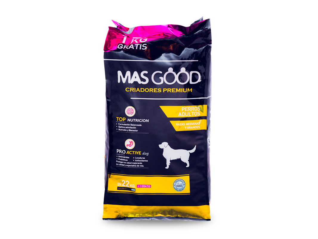 Masgood Criadores perro adulto razas med y grandes 22 KG + 1 KG DE REGALO
