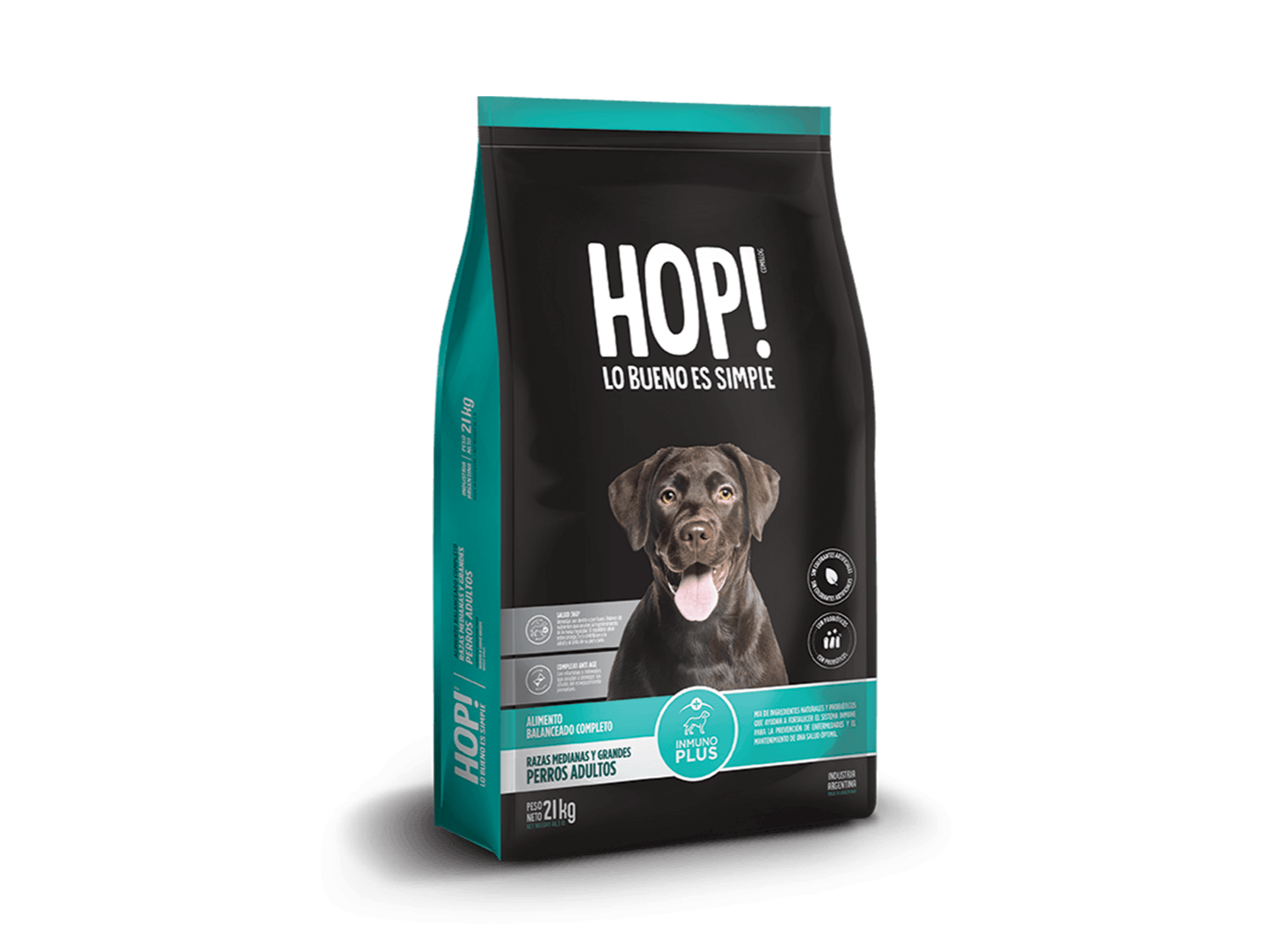 Hop perro adulto razas medianas y grandes 21 KG + 3 KG DE REGALO