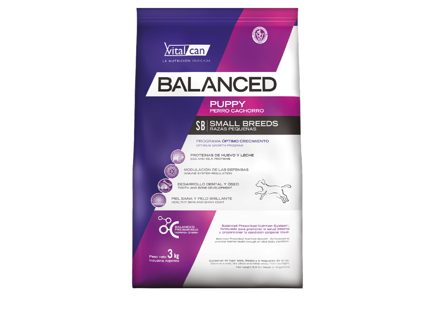 2 BOLSAS VITALCAN BALANCED perro cachorro razas pequenas 7.5 KG + TACHO CONTENDOR 15 KG DE REGALO