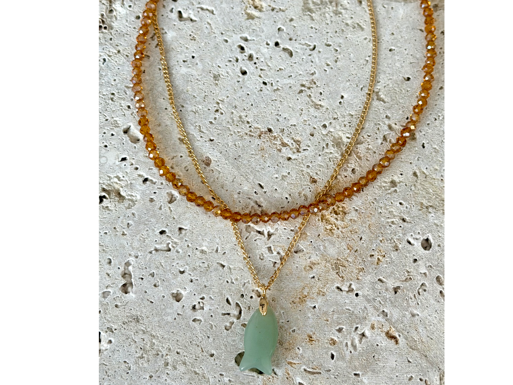 Conjunto Collar Pez Verde y Collar Cristal