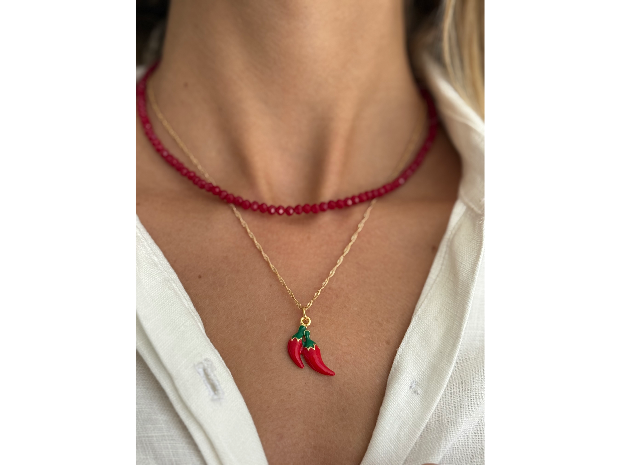 Conjunto Collar Cristal y Gold filled Pepper