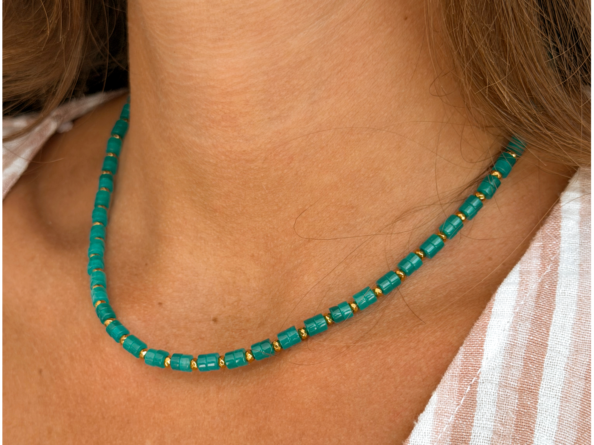 Collar Ágata Verde Intenso.