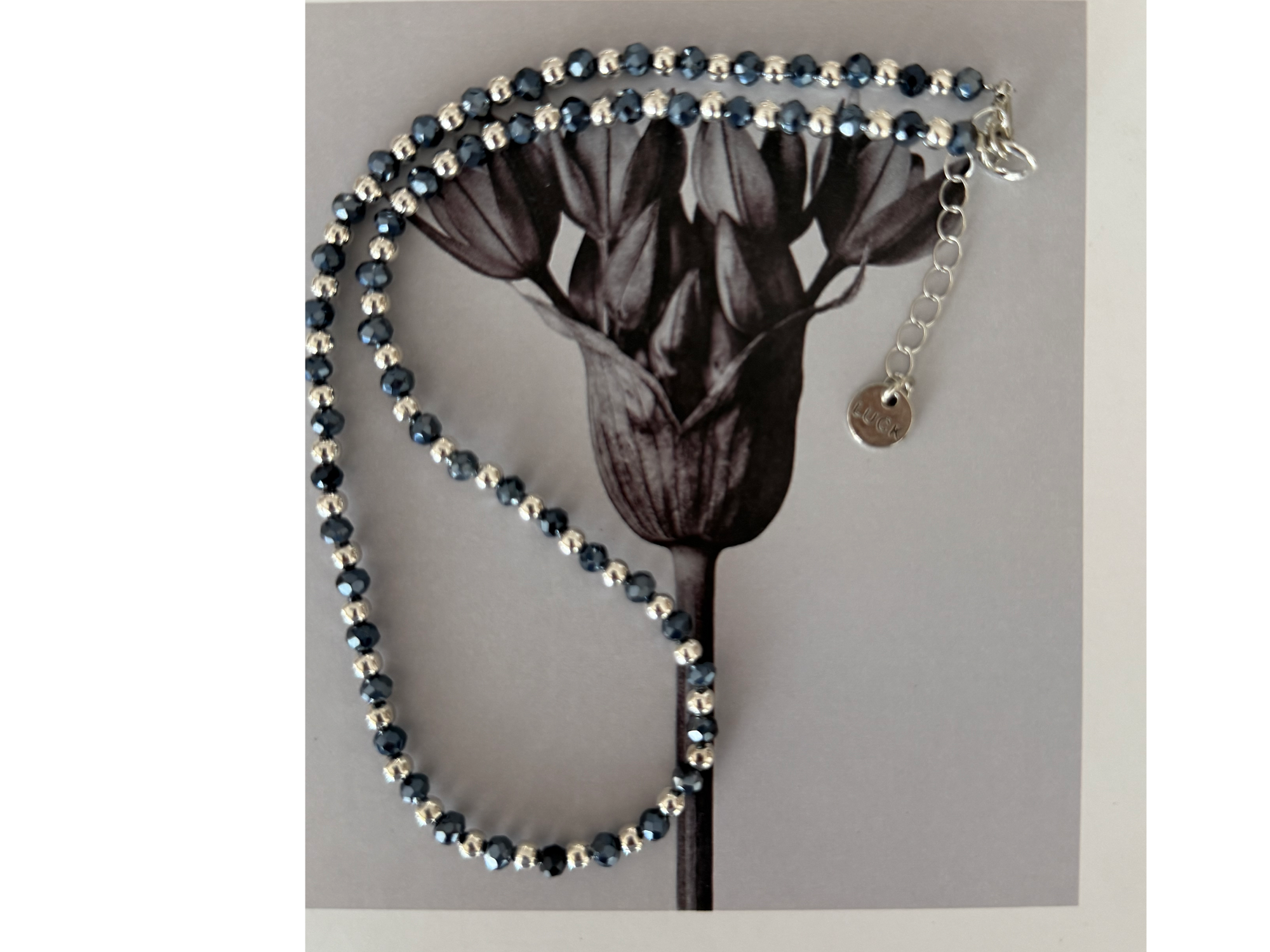 Collar Cristal Azul Noche y Plata