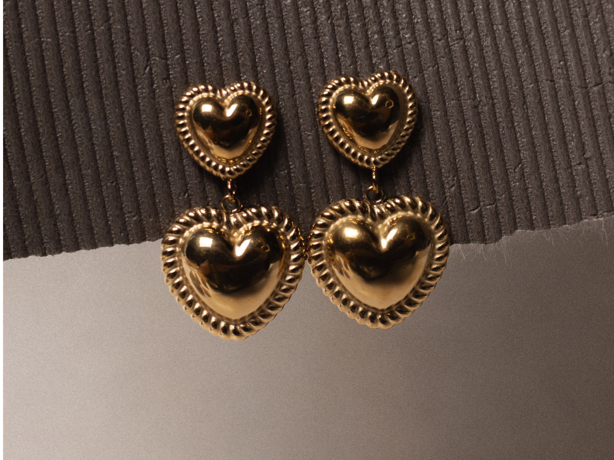 Aros Doble Corazón Gold Filled