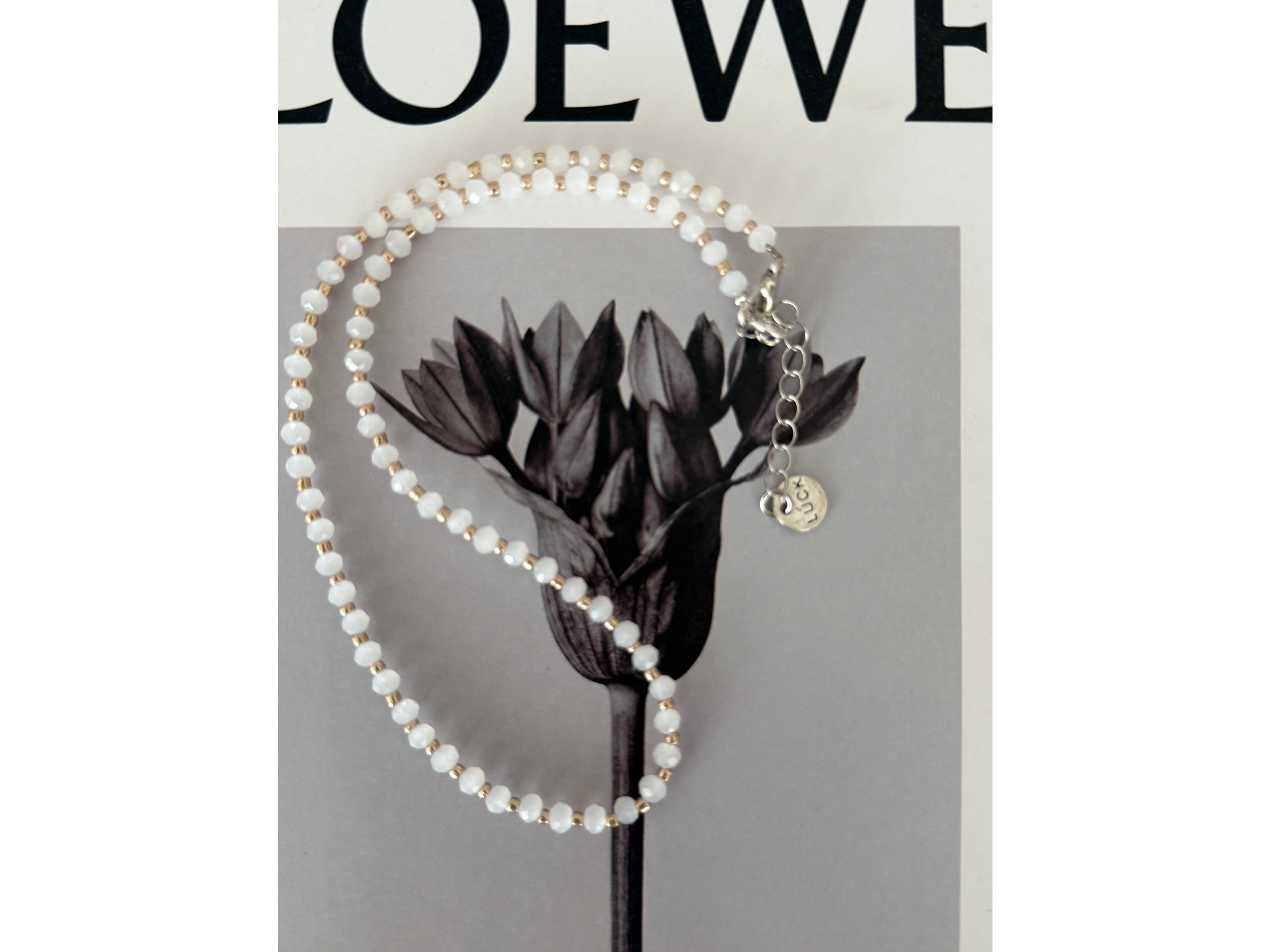 Collar Cristal Blanco y Dorado