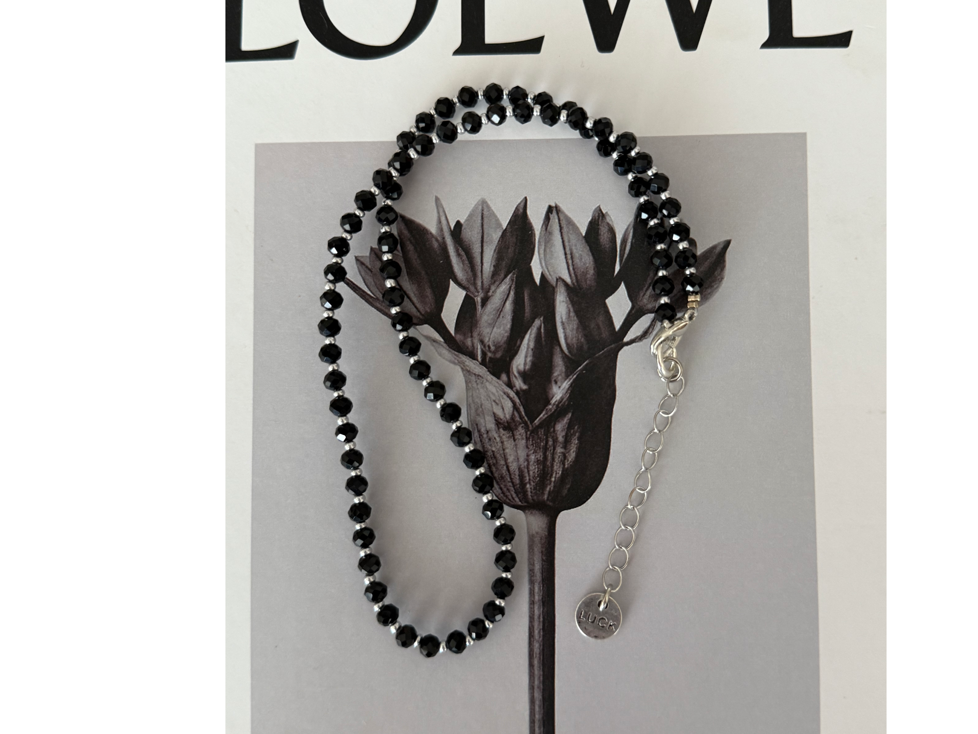 Collar Cristal Negro y Plata