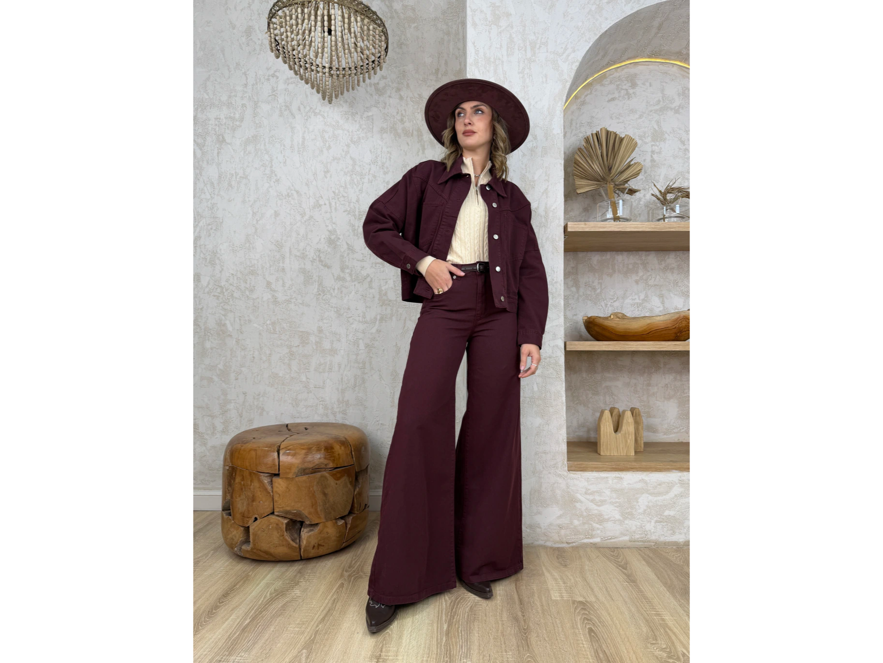 Jean Súper Wide Leg Merlot