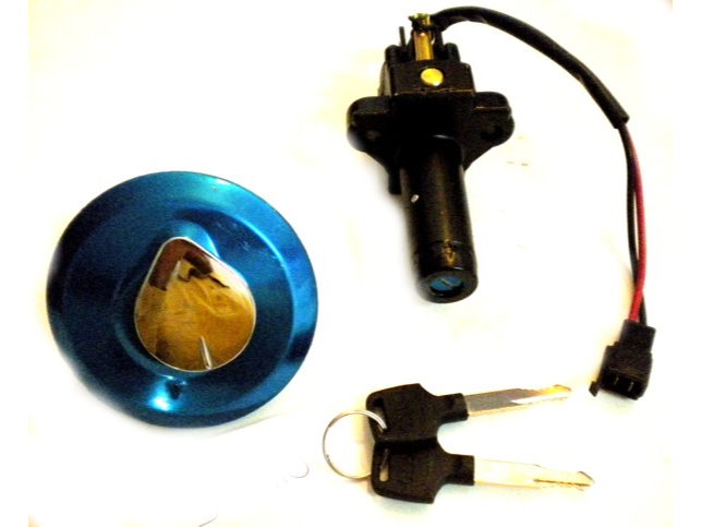 (02) - LLAVE CONTACTO + TAPA TANQUE 2 CABLES NXR 125