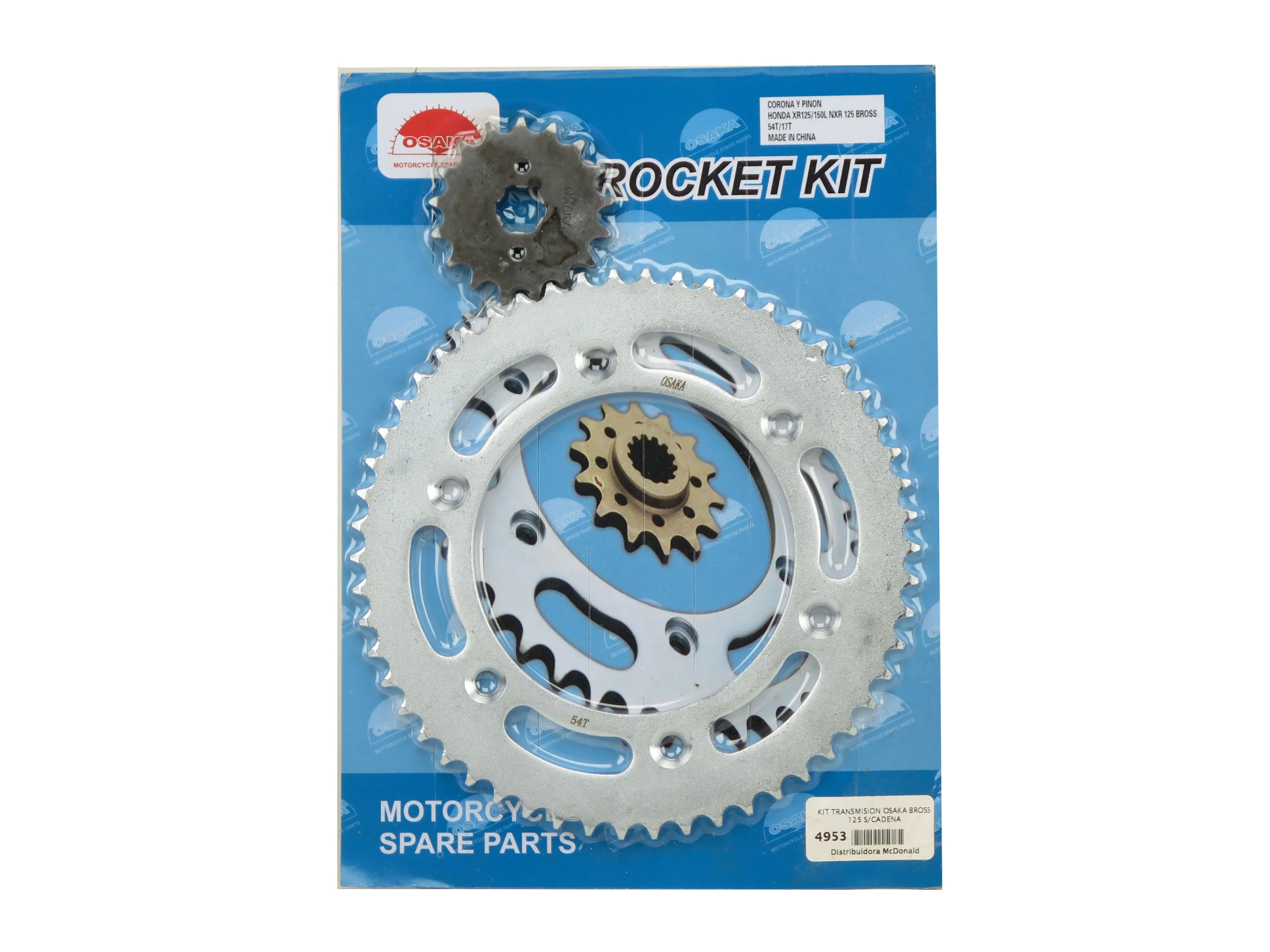 (05) KIT CORONA Y PIÑON NXR 125 BROSS/XR125L/ XR150L 54T/17T