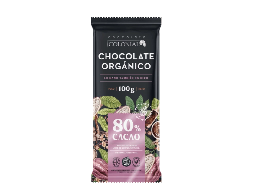 Chocolate orgánico colonial 80%cacao x100gr