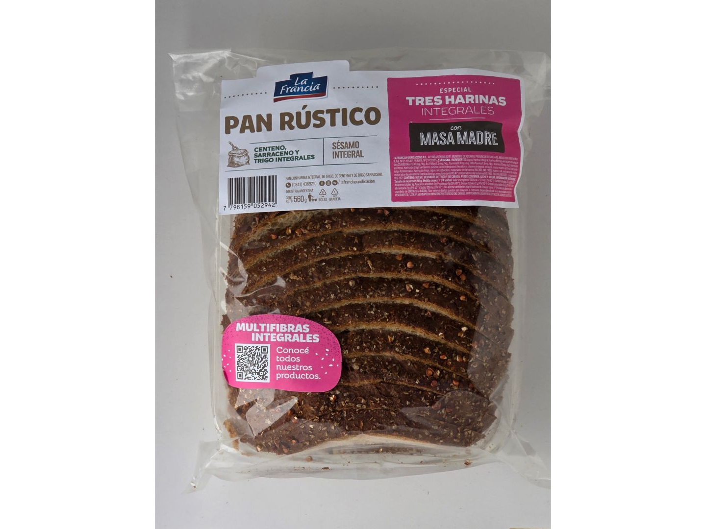 Pan rustico 3 harinas La francia x560gr