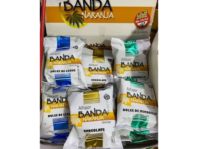 Alfajor Banda naranja sin azúcar y sin Tacc