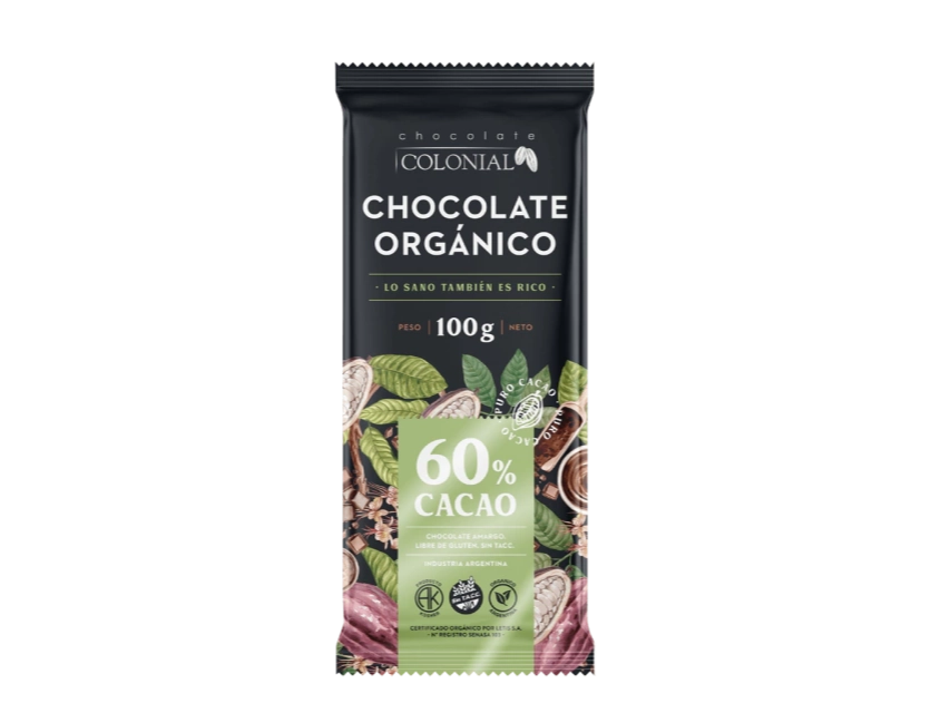 Chocolate Organico colonial 60% cacao x100gr