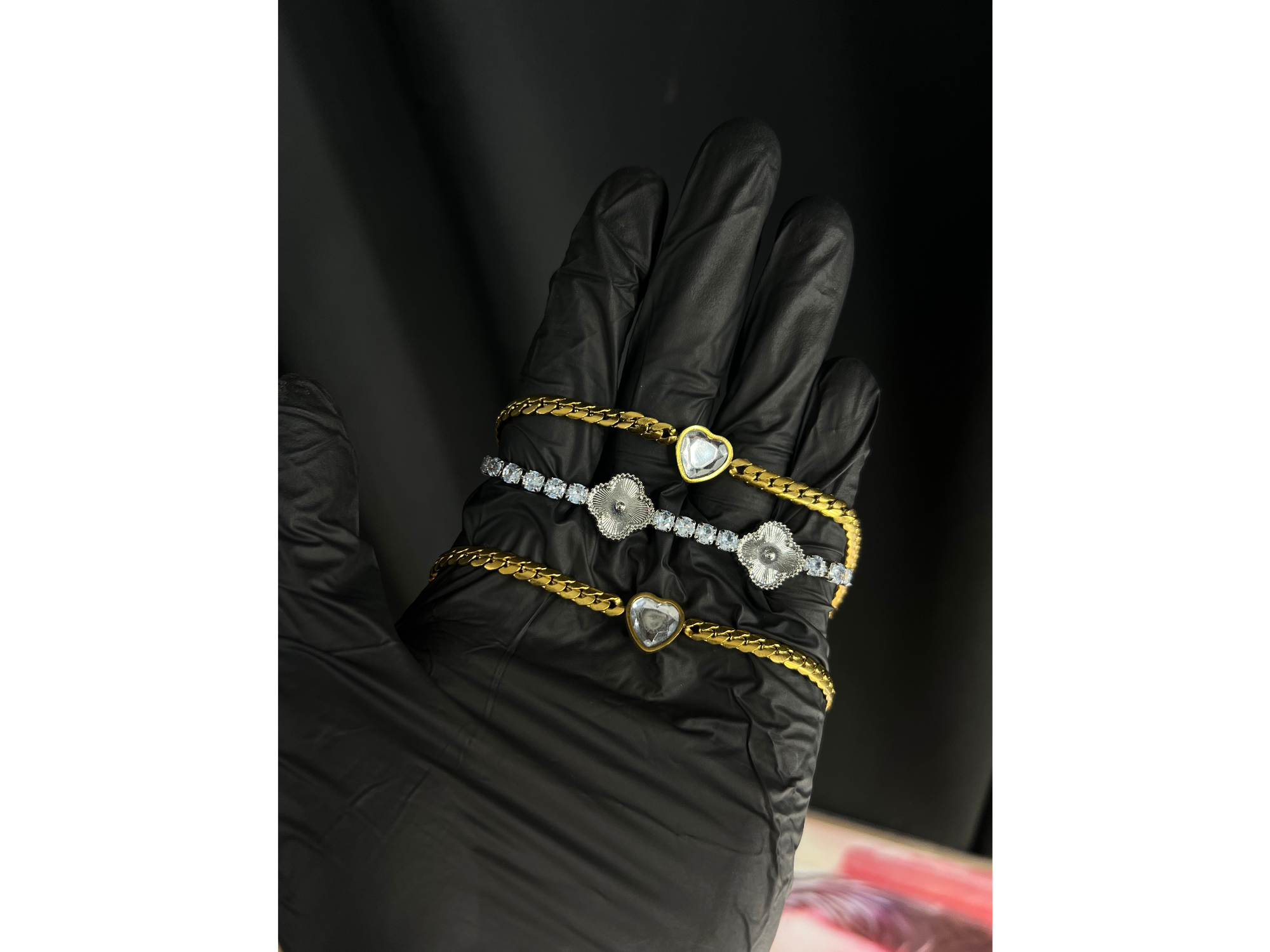 Pulseras Gourmet/Van Cleef - Corazones - 19CM (Plata y oro)