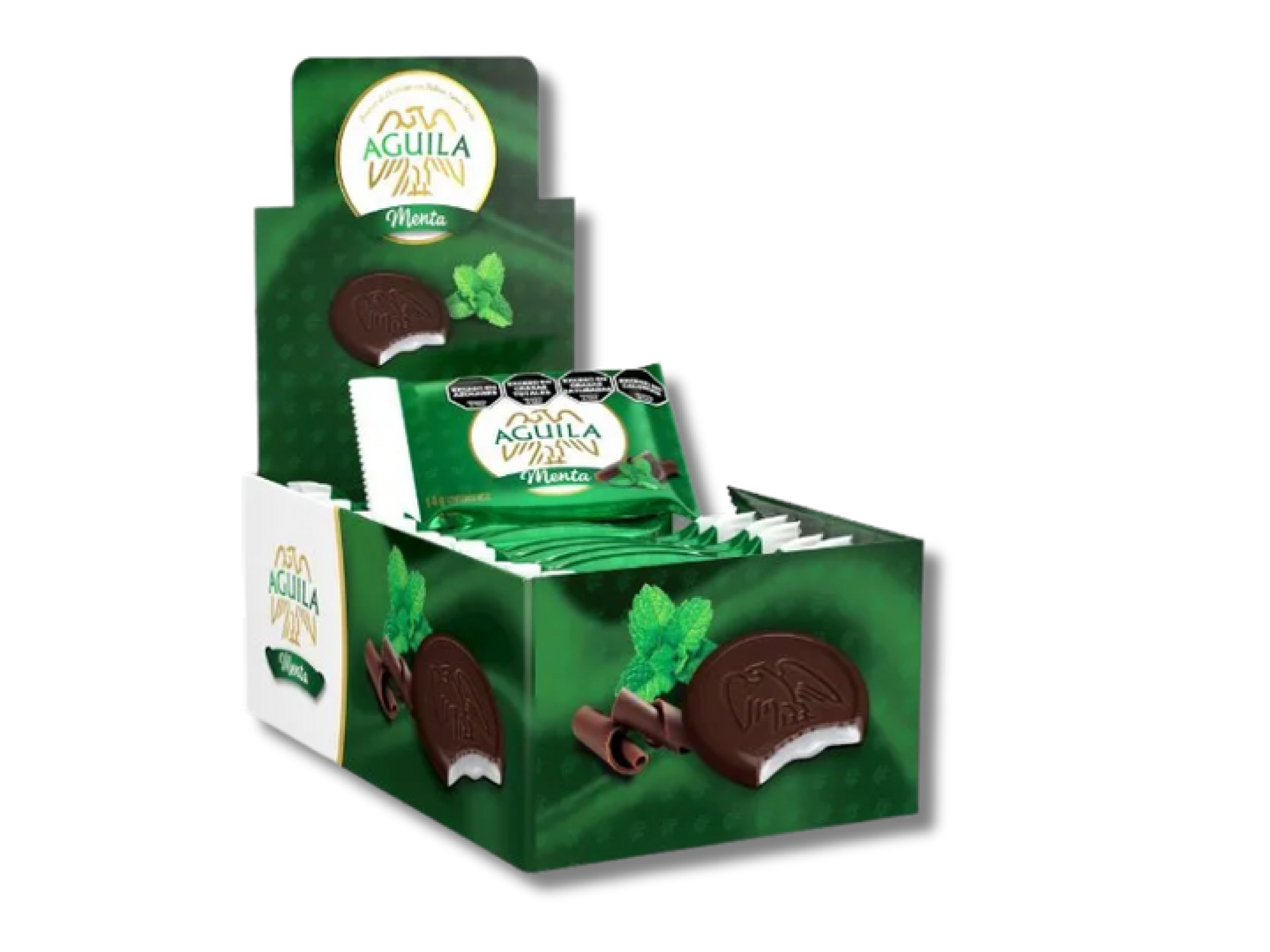CHOC. BOC. AGUILA MEDALLON MENTA 24X15X14G