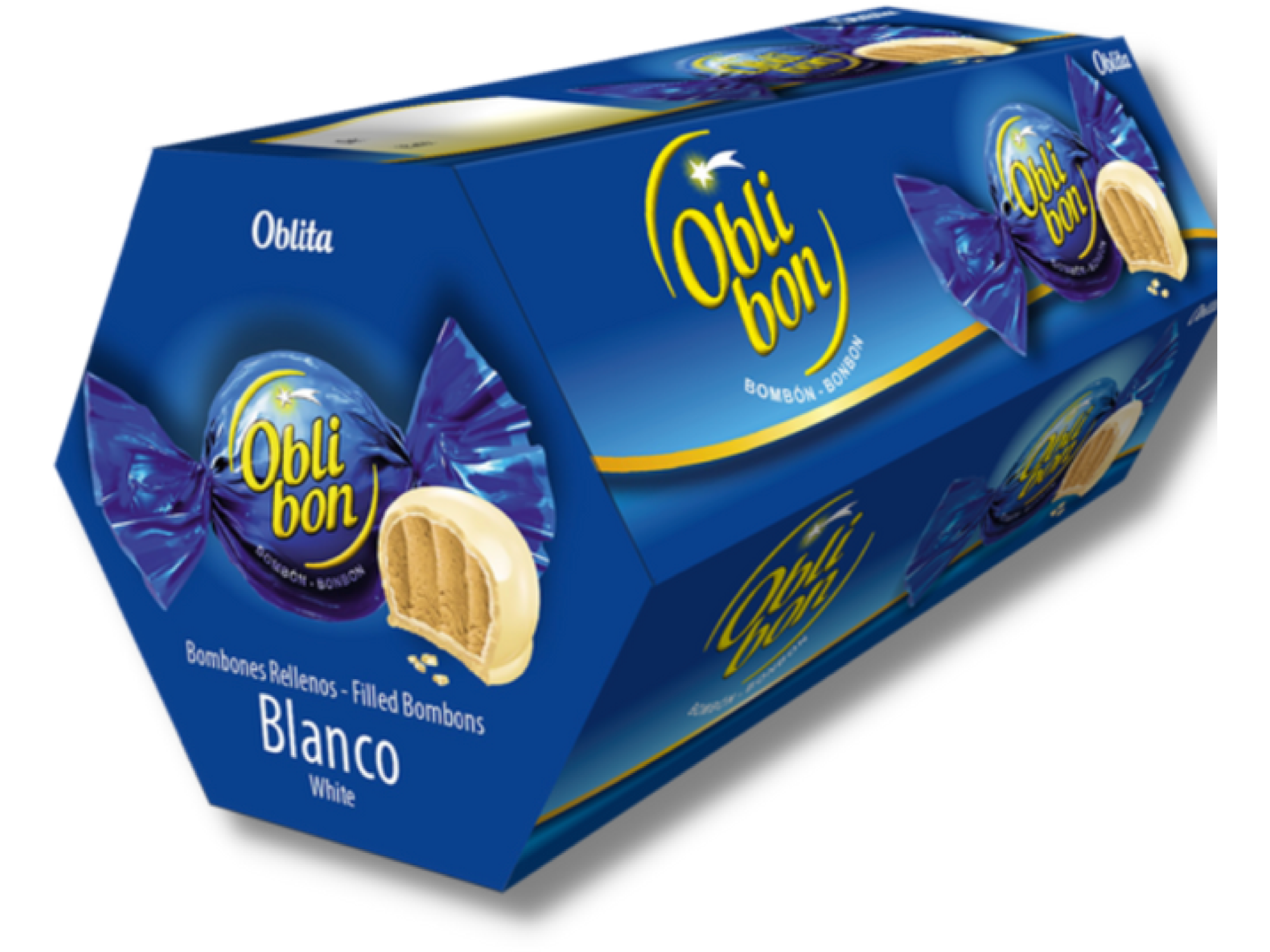 CHOC. BOMB.  OBLI-BON HEXAGONAL BCO 30x10x17g