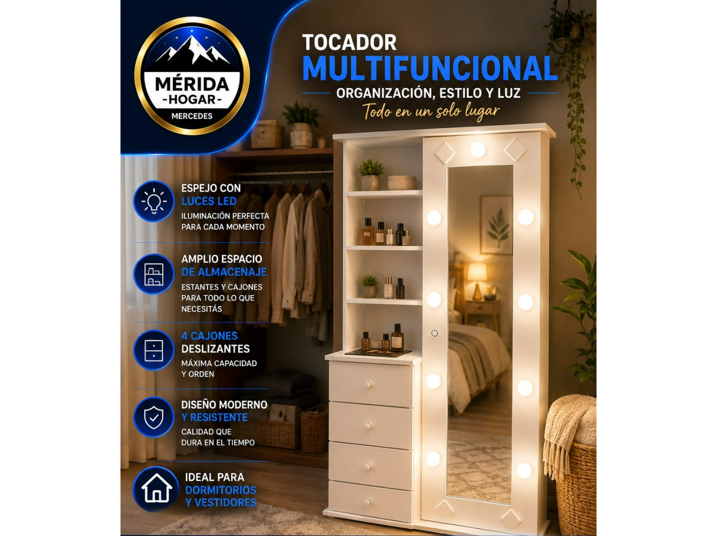 Tocador Multifuncional con Luz