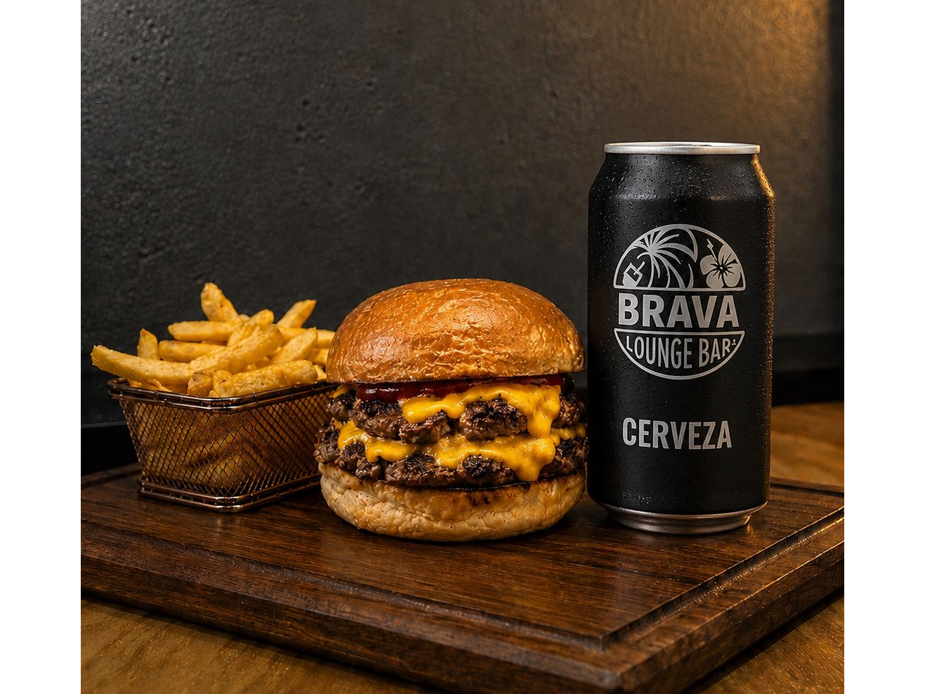 HAMBURGUESA + LATA CERVEZA