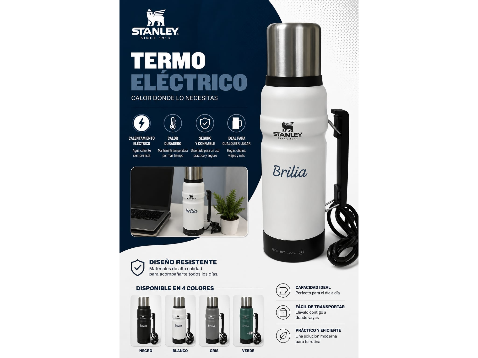TERMO ELECTRICO BRILIA CON SELLO 1L ⚡🥐
