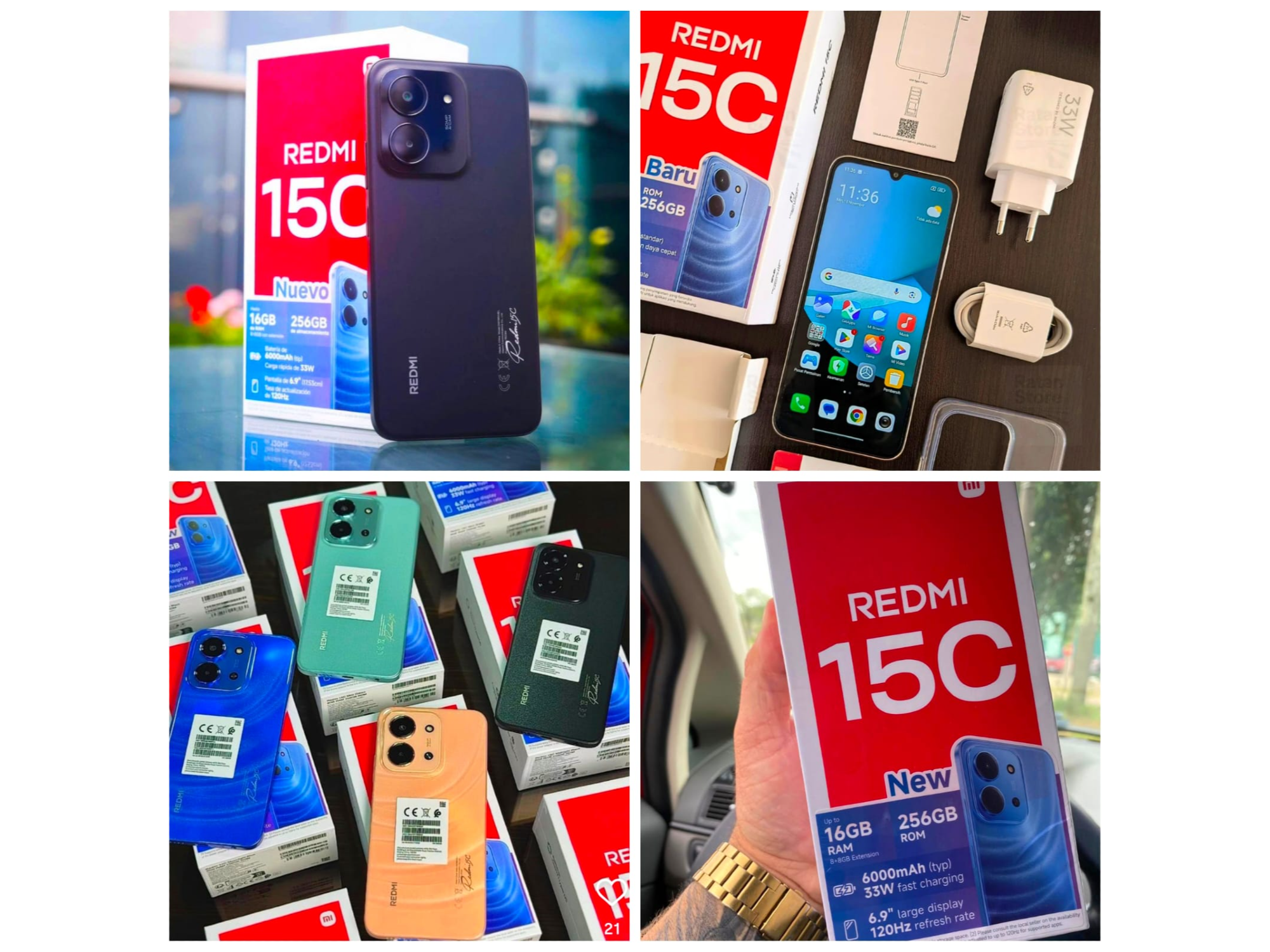 CELULAR XIAOMI REDMI 15C 256GB/8+8RAM NEGRO/AZUL - CAMARA DUAL 50MP CON IA*