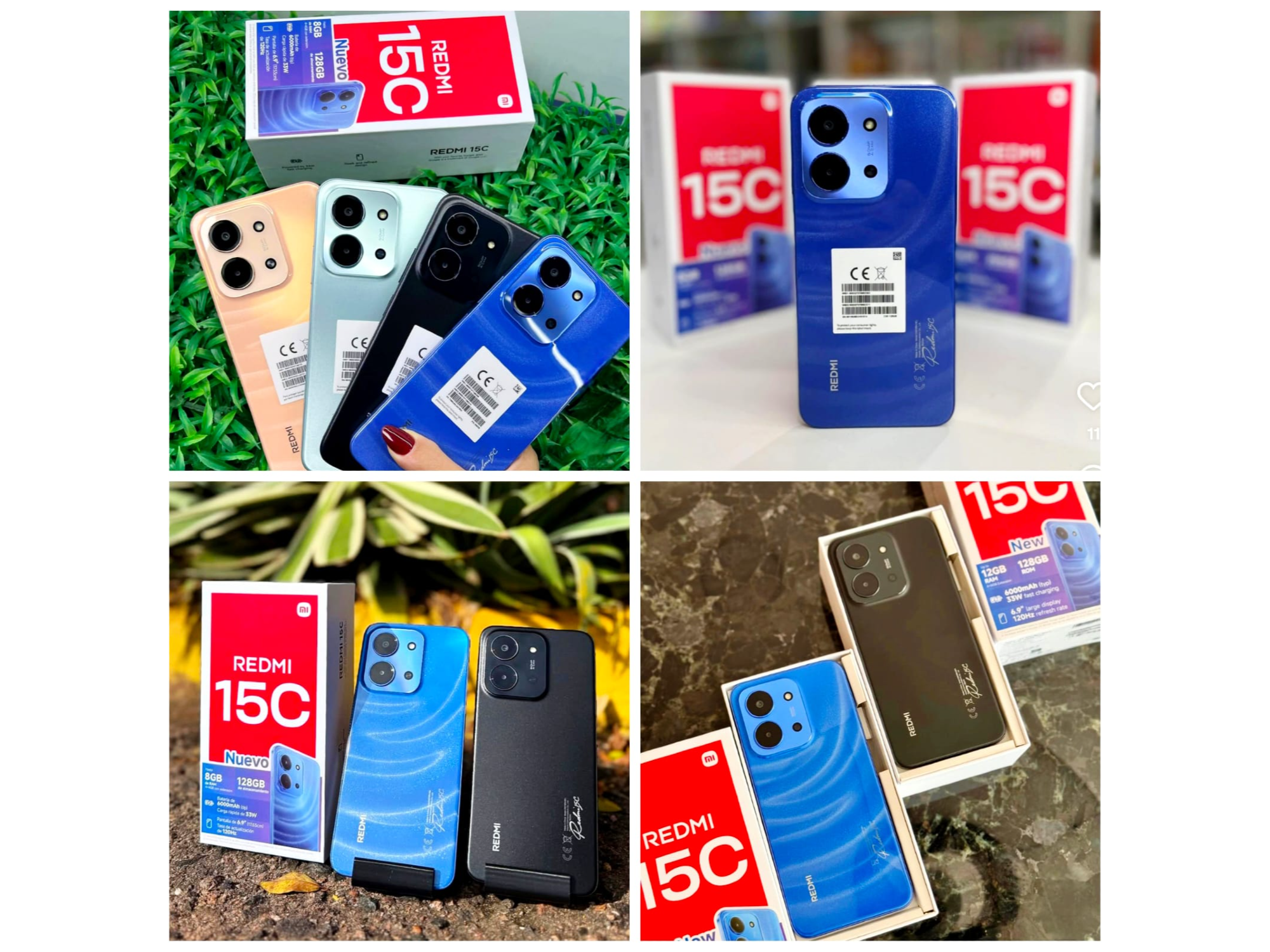 CELULAR XIAOMI REDMI 15C 128GB/4+4RAM NEGRO/AZUL - CAMARA DUAL 50MP CON IA*