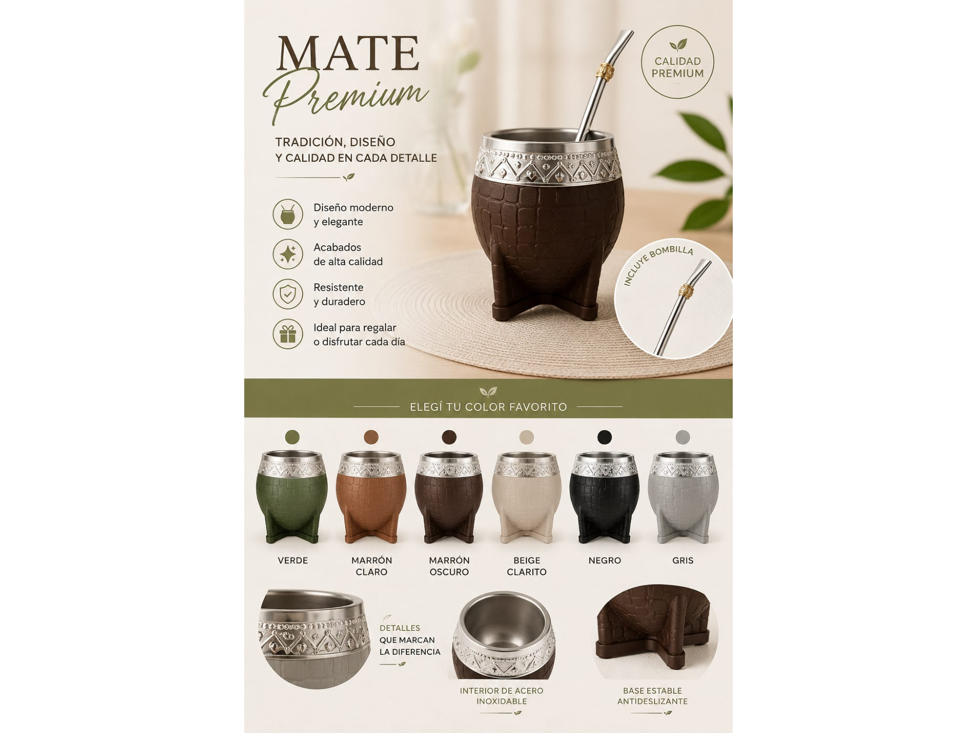 🧉*MATE DISEÑO PREMIUM CON BOMBILLA* 🧉