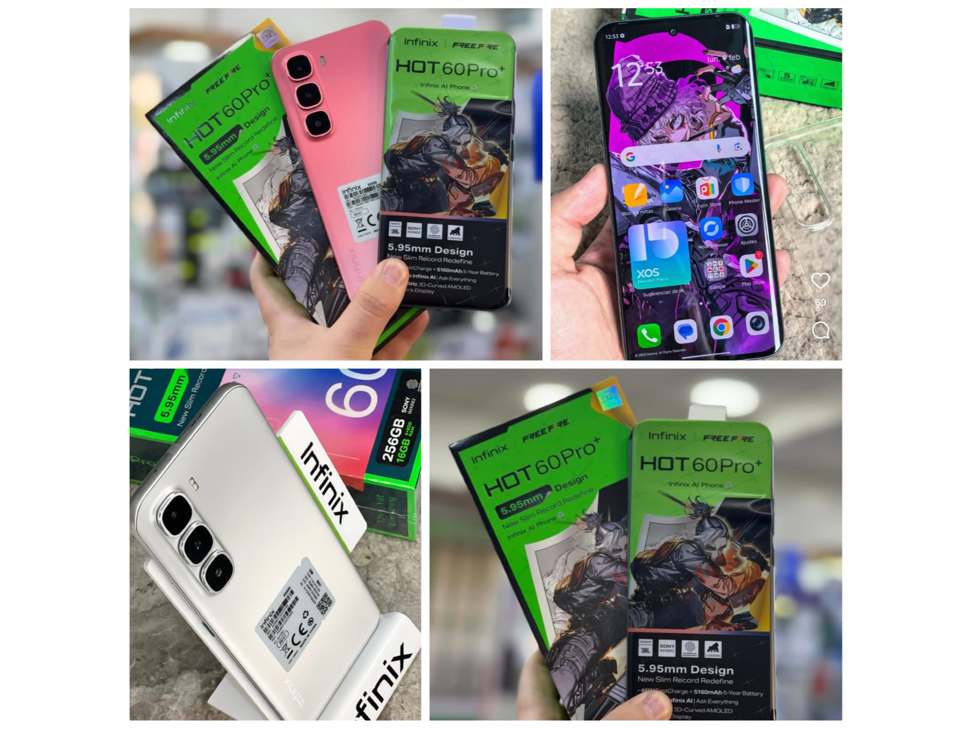 CELULAR INFINIX HOT 60 PRO+ FREE FIRE 8+8GB DE RAM / 256GB DE INTERNA - 120HZ - CAMARA 50MP SONY IMX882 - COLOR SAGE GREEN