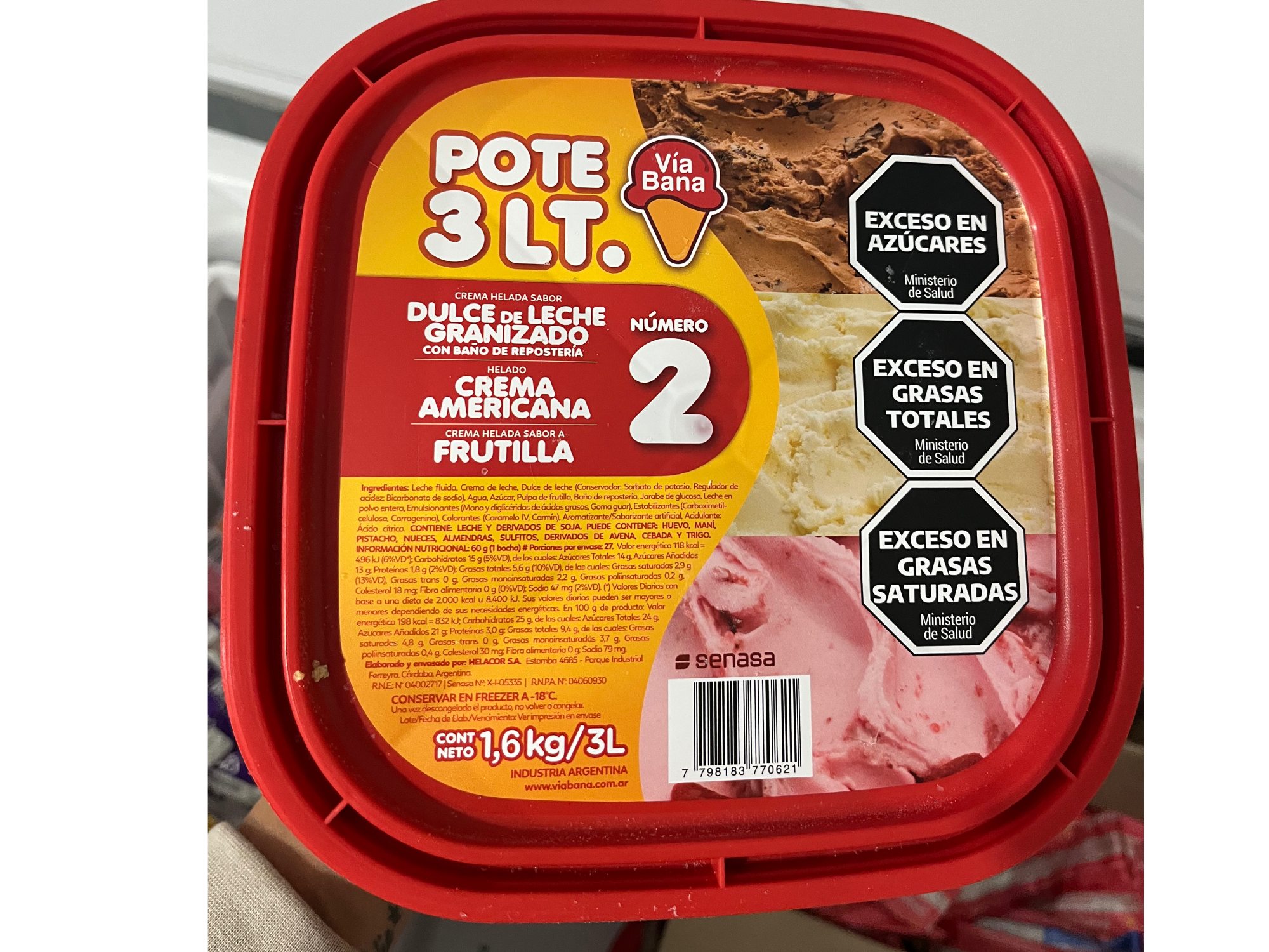 Pote 3 lts N 2 de Heladería Vía Bana