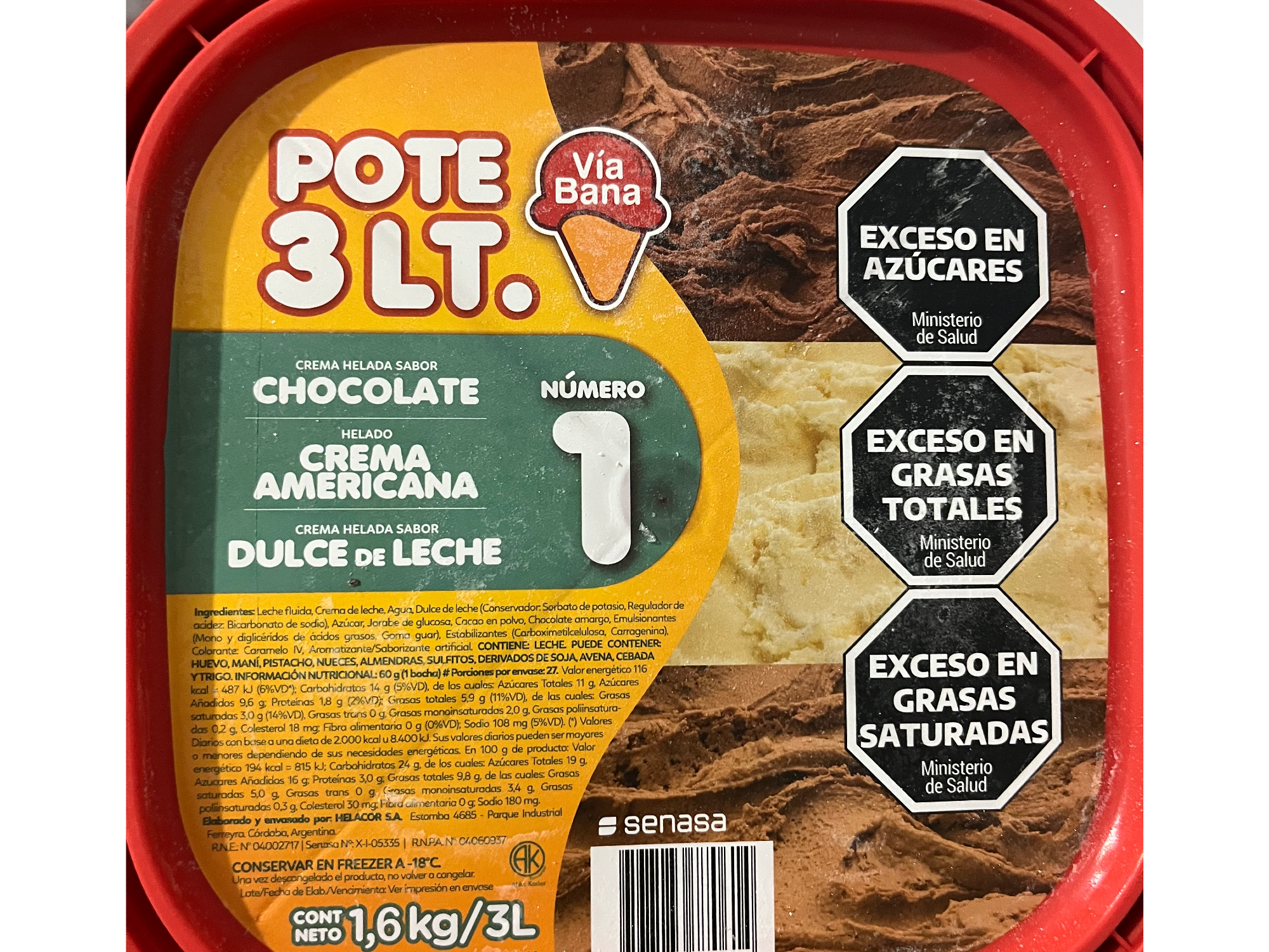 Pote 3 lts N1 de Heladería Vía Bana
