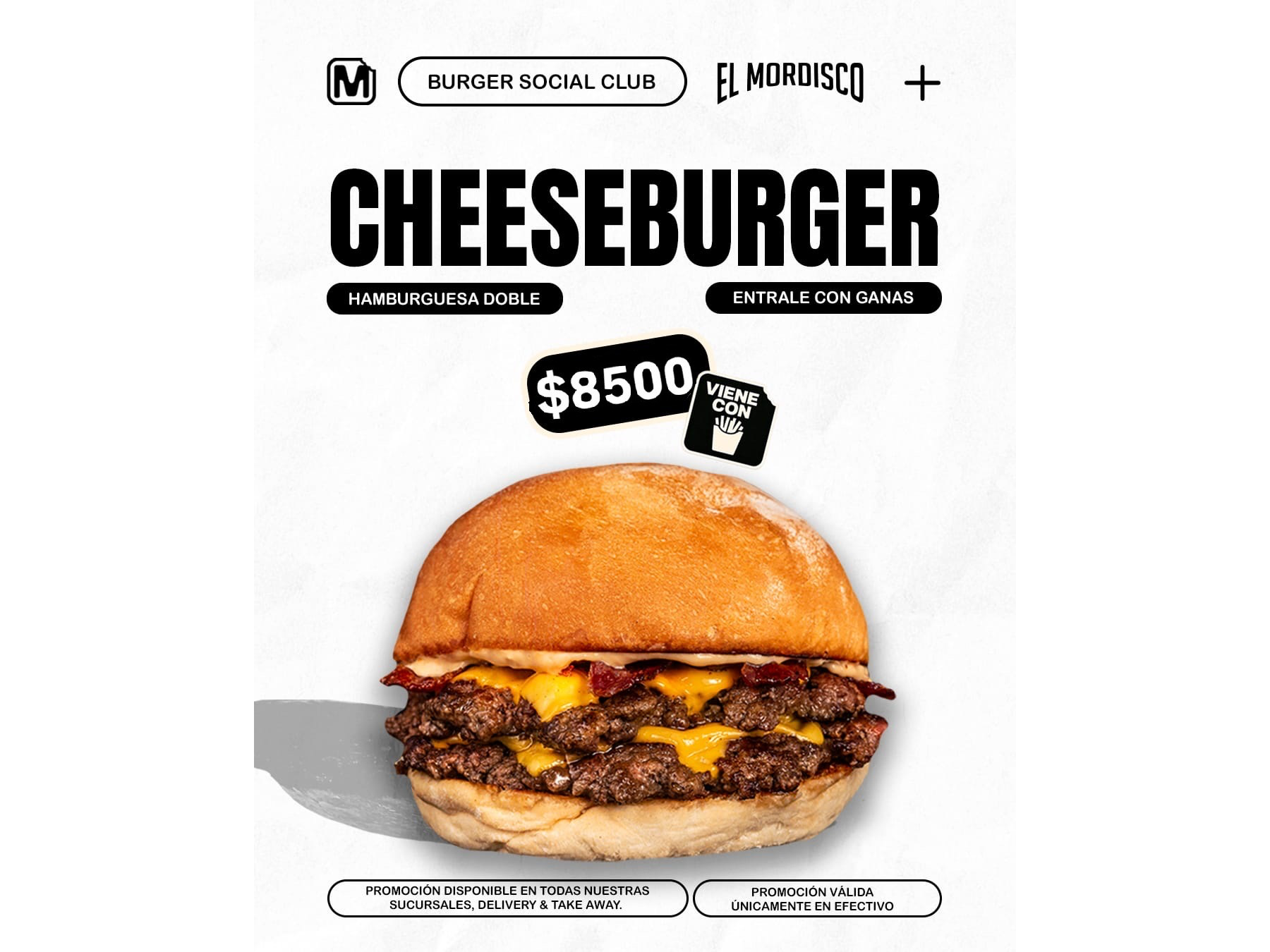 ¡PROMO JUEVES: CHEESE BURGER DOBLE!