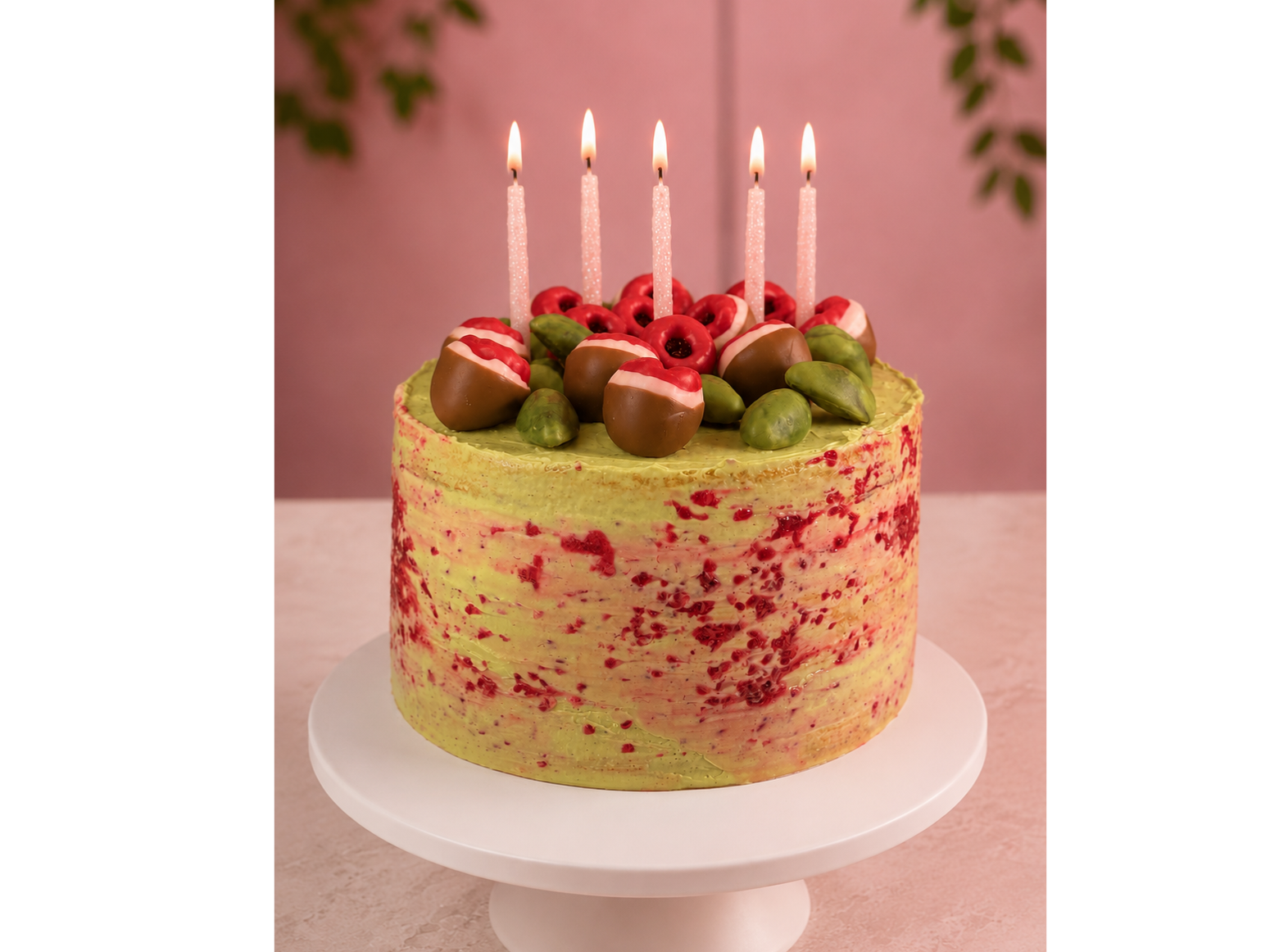 Torta de Pistacho y Frambuesa