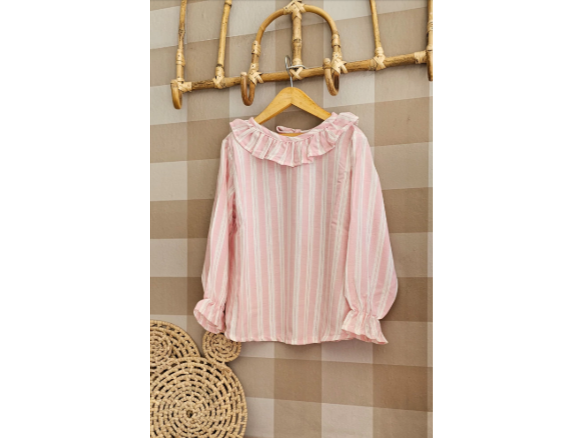 BLUSA LINO RAYADO ROSA