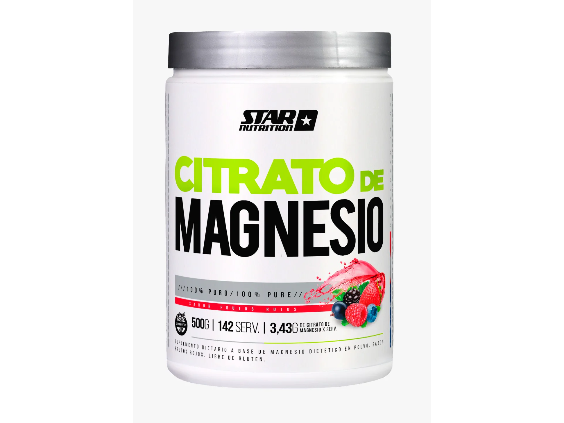 Citrato de Magnesio Sabor Frutos Rojos - Polvo 500 Gr