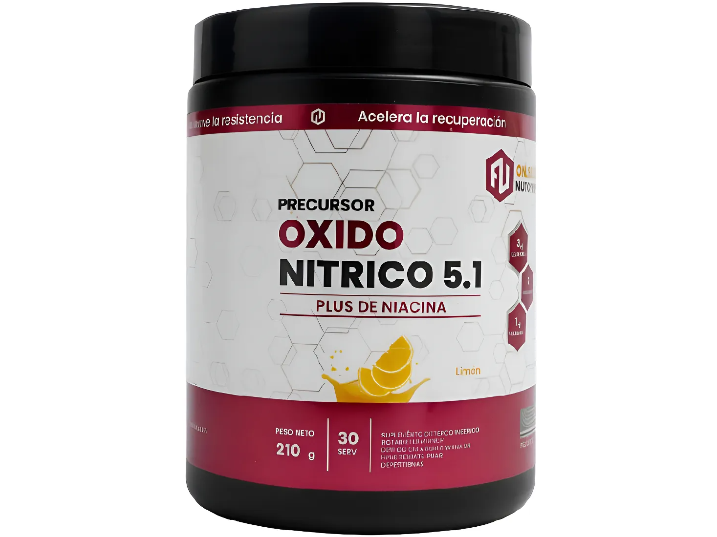 Oxido Nitrico 5.1 + Niacina 210 Grs One Fit Sabor Limon