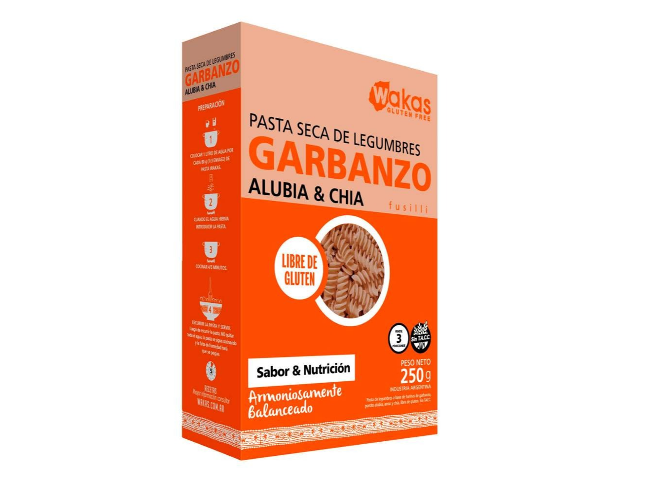 fusilli - garbanzo, alubia y chia 250g
