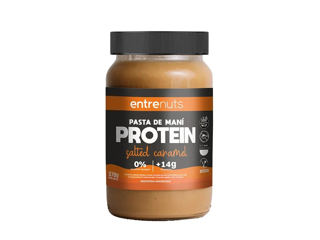 pasta de mani proteina caramelo 370g - entrenuts