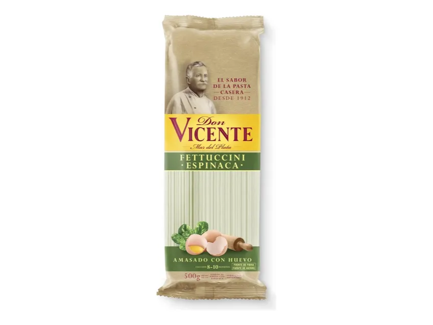 fideos cinta fetuccini espinaca 500g- don vicente
