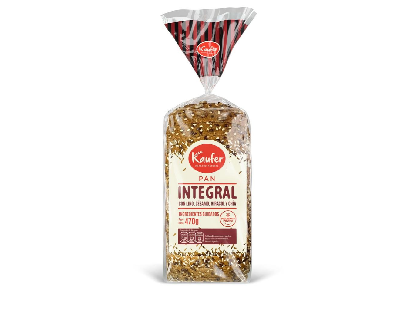 pan integral semillas 500g - kaufer