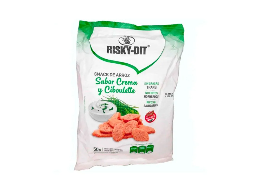 snack de arroz crema y ciboulette 50g - risky dit