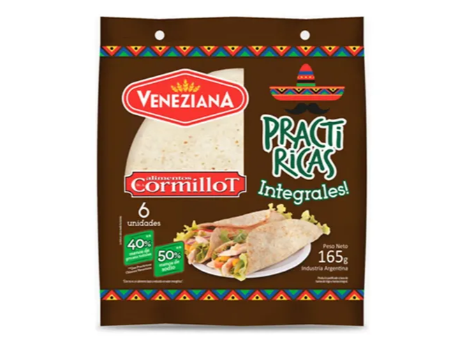 tortillas mexicanas integrales cormillot 165gr - veneziana