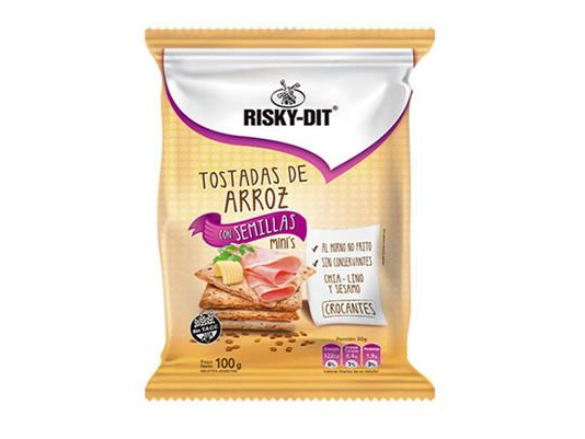 tostadas de arroz semillas 100g - risky dit