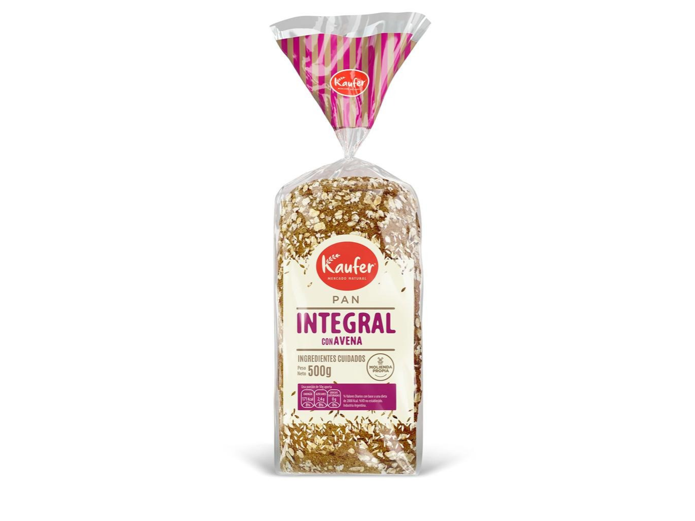 pan integral avena 500g - kaufer