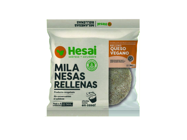 Milanesa rellena de queso vegano. 4 unid. 360 grs