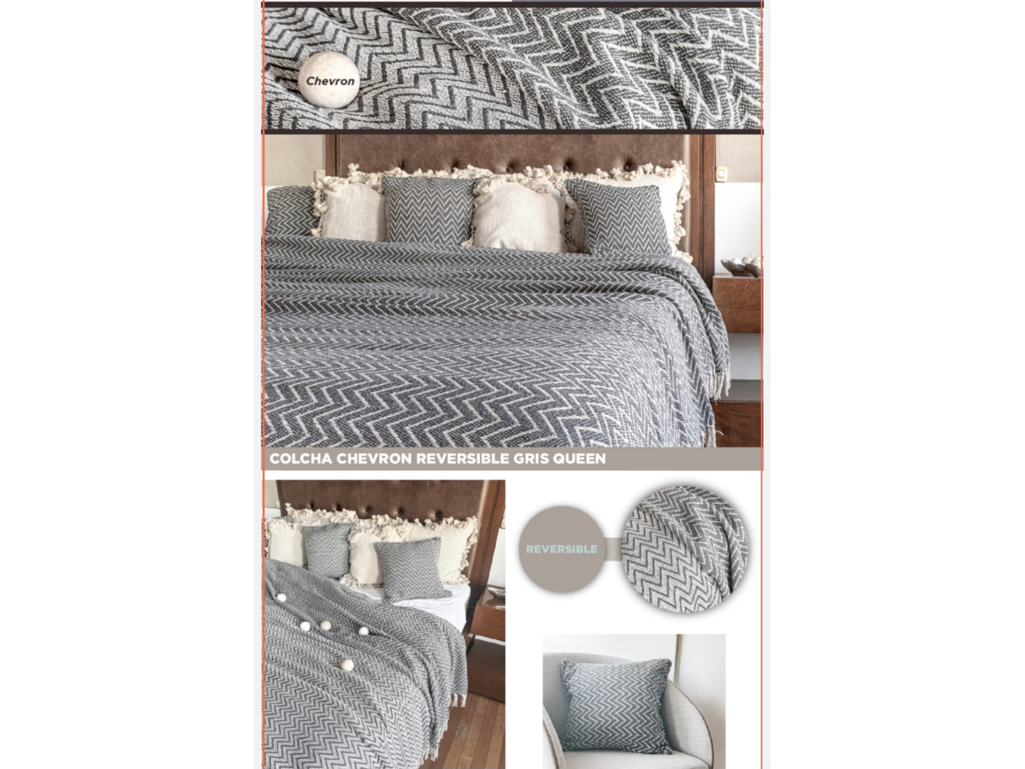 Cover Chebrón Queen Gris