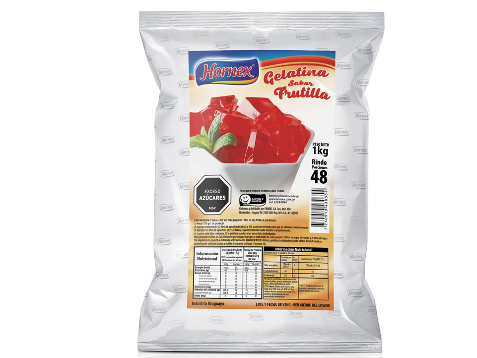 GELATINA HORNEX FRUTILLA - PAQ.1 KG