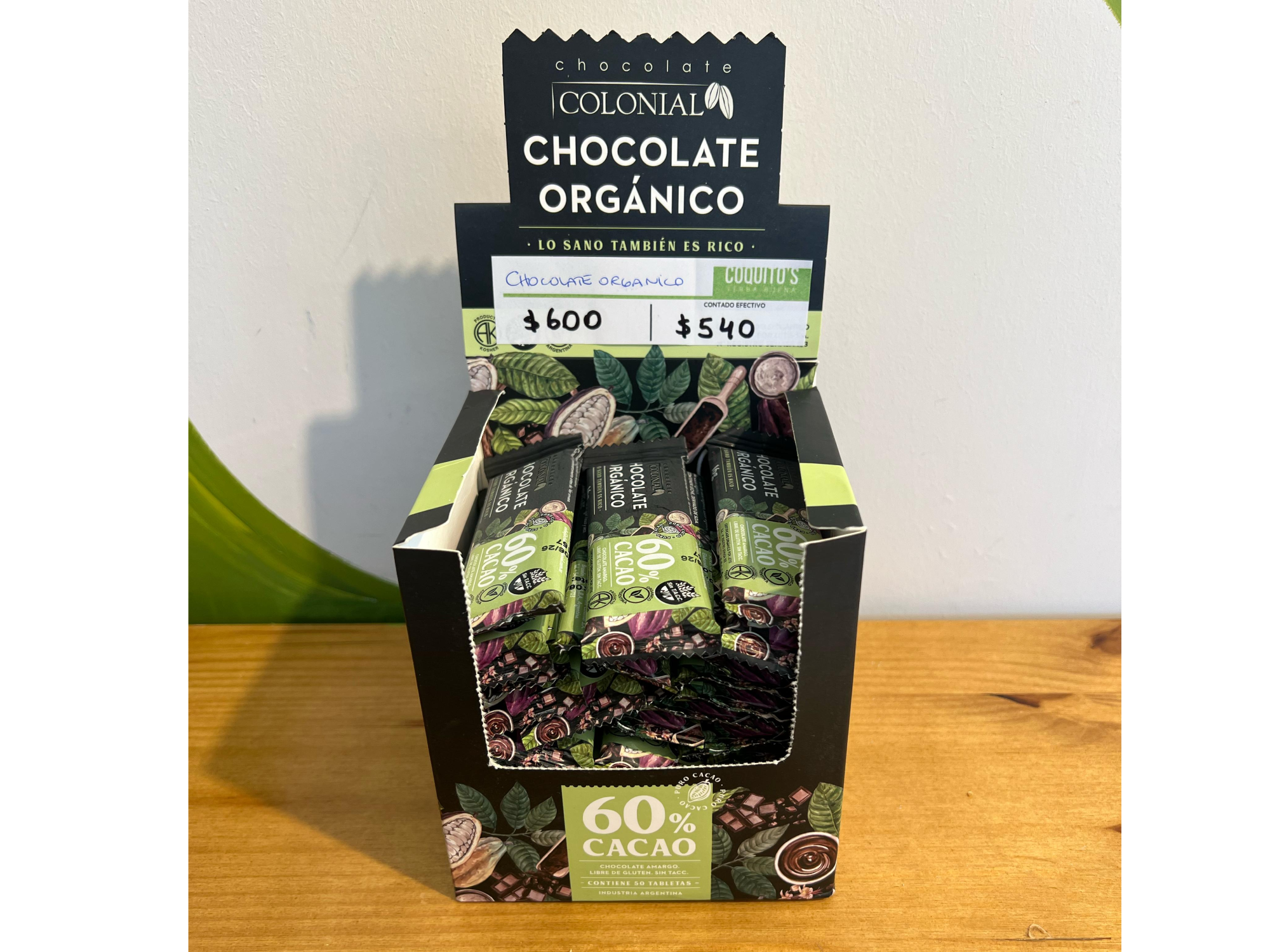 CHOCOLATE ORGANICO 60% CACAO (Colonial)