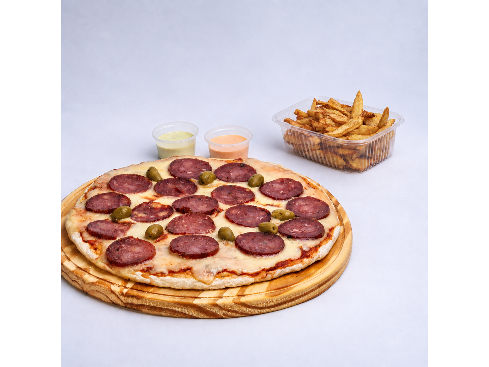 1 Pizza a Elección + Papas
