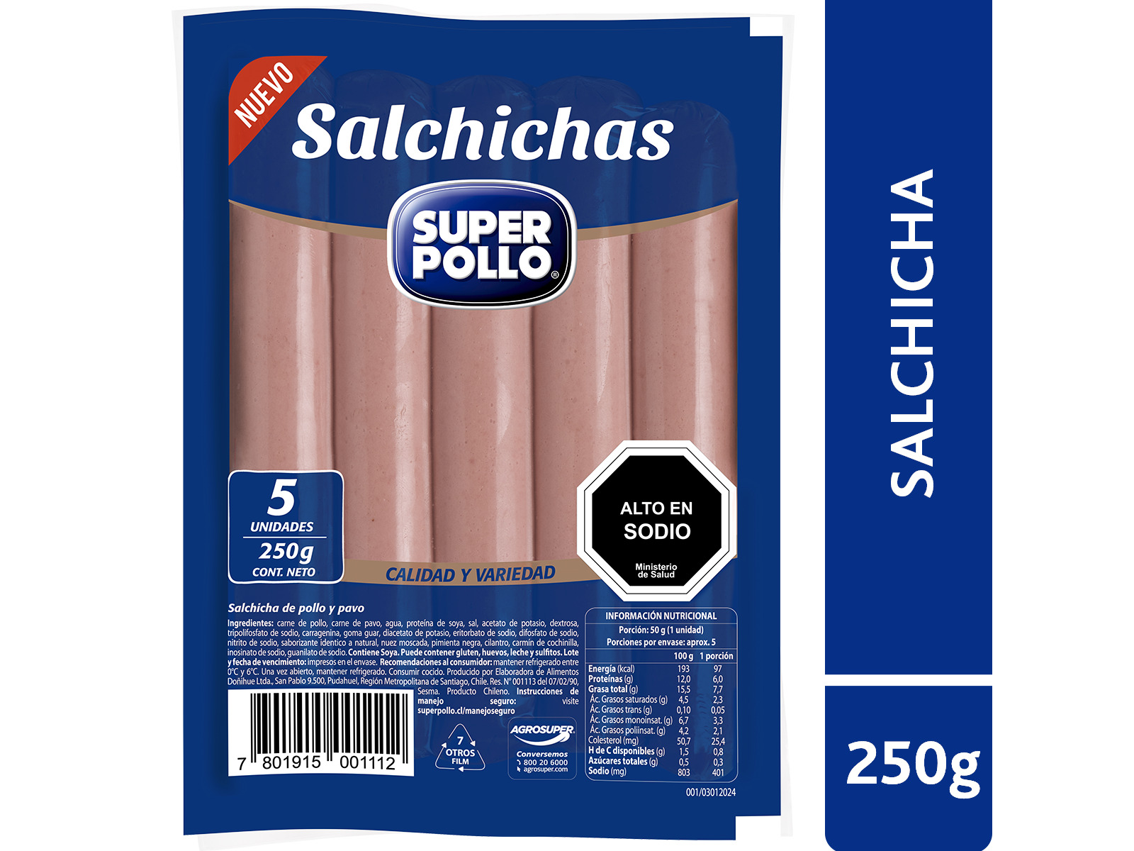 Salchicha Super pollo 5u