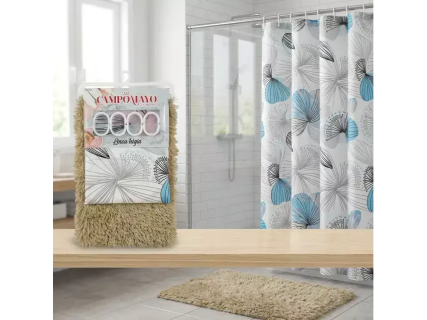 CJ-SET DE BAÑO CORTINA + ALFOMBRA