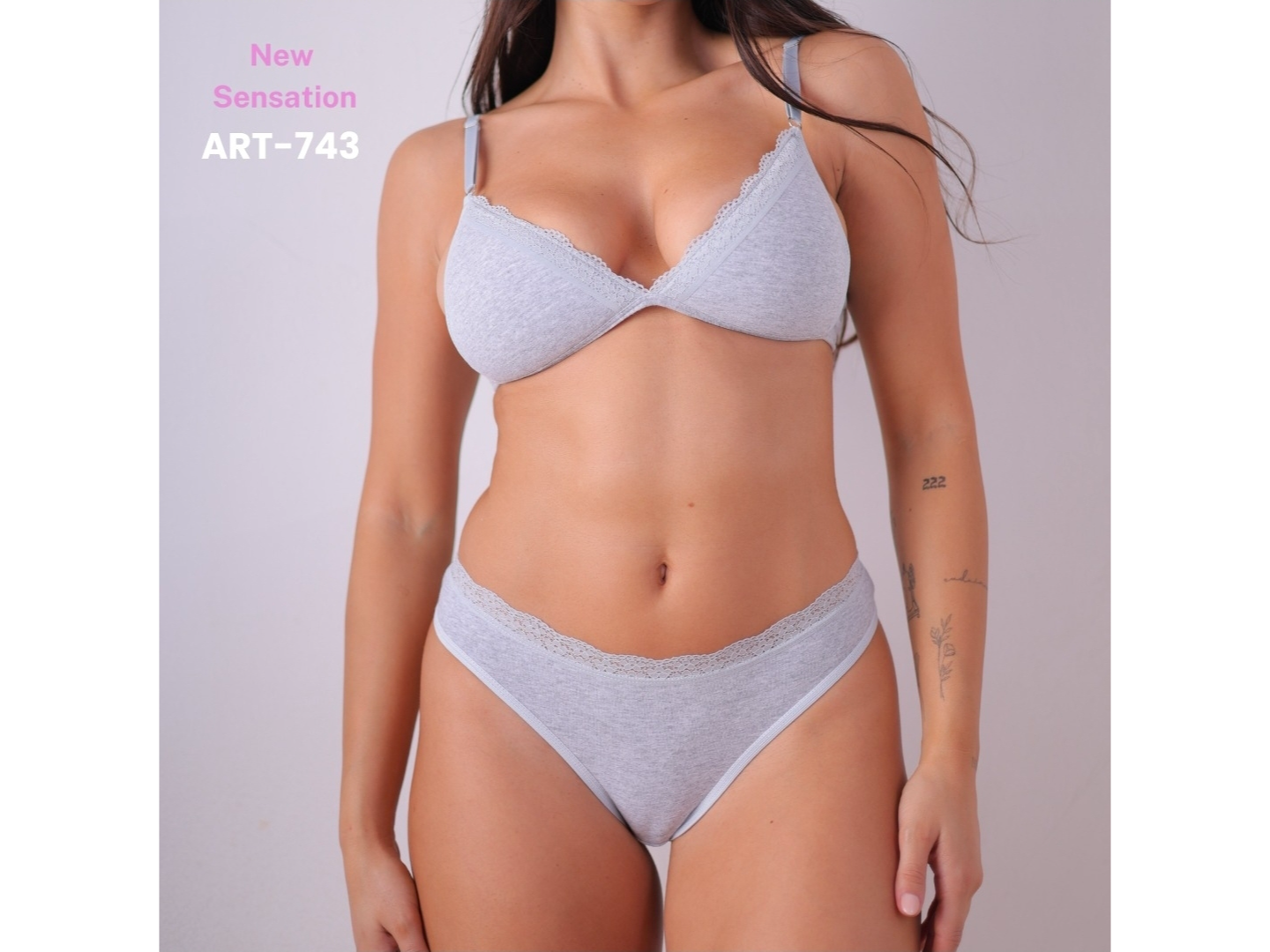 743-PACK CONJUNTO TRIANGULO SOFT ALGODÓN C/PUNTILLA